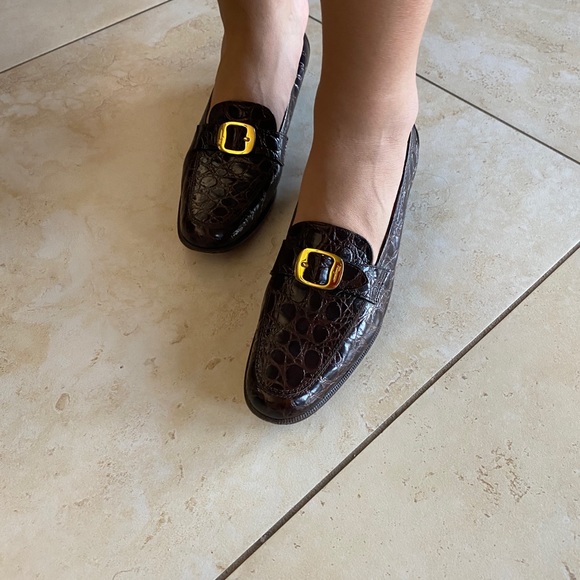 Salvatore Ferragamo Crocodile Loafers Size 6.5 A2 - Picture 12 of 12